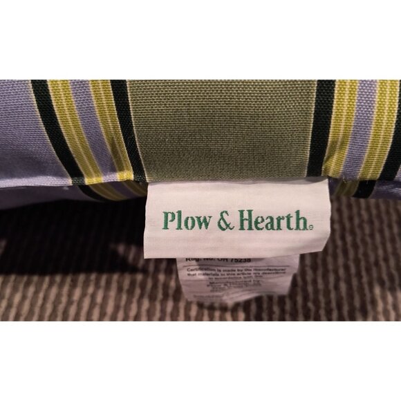 Striped Throw Pillow By Plow & Hearth - 100% Polyester Fiber - Green & Purple - - Picture 3 of 4
